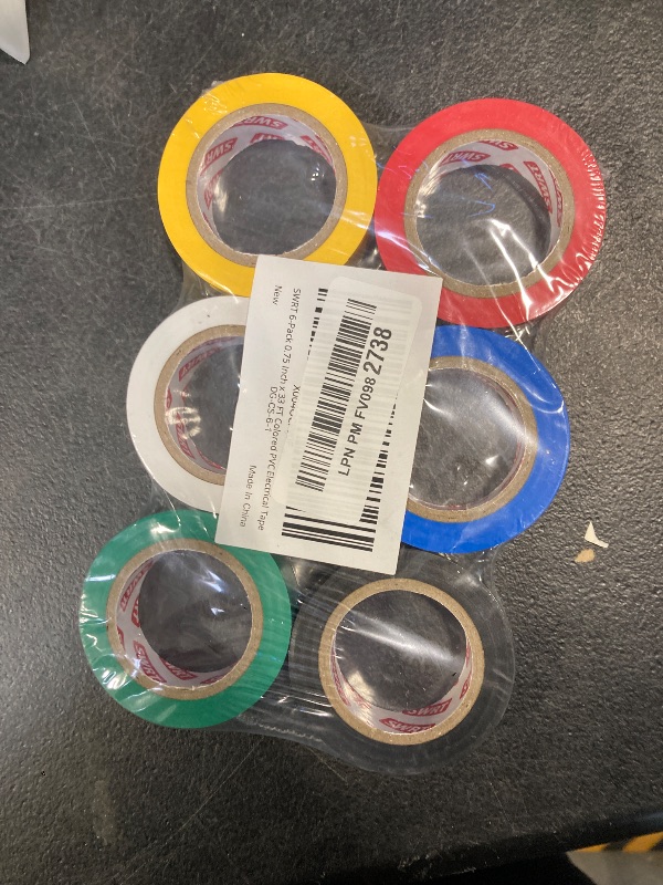 Photo 1 of SWRT 6 Pack Colored Electrical Tape, 0.75 in x 33 FT High Temp Electric Tape Under 600V for All Weather, UV Protection, Flame Retardant, Suitable for Domestic, Commercial, and Industrial environments