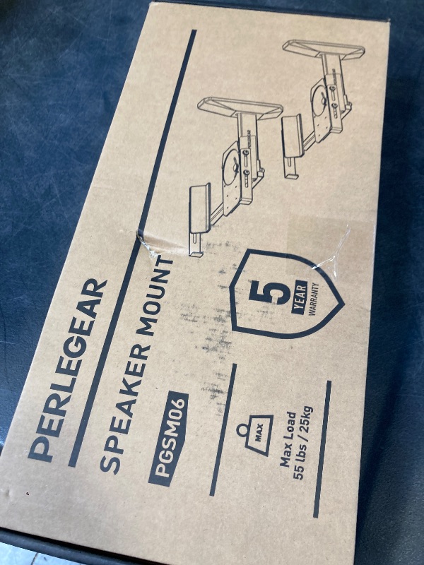 Photo 1 of Perlegear Speaker Wall Mounts, Bookshelf Speaker Mounting Brackets with Dual Side Stable Clamp Design, Wide Tilt & Swivel Shelf for Large Surrounding Sound Speakers, Up to 55 lbs, 1 Pair