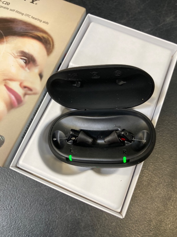Photo 1 of Sony CRE-C20 Self-Fitting OTC Hearing Aids for Mild to Moderate Hearing Loss, Prescription-Grade Sound Quality, Compact Virtually Invisible Design, Customizable App, and Rechargeable Battery
