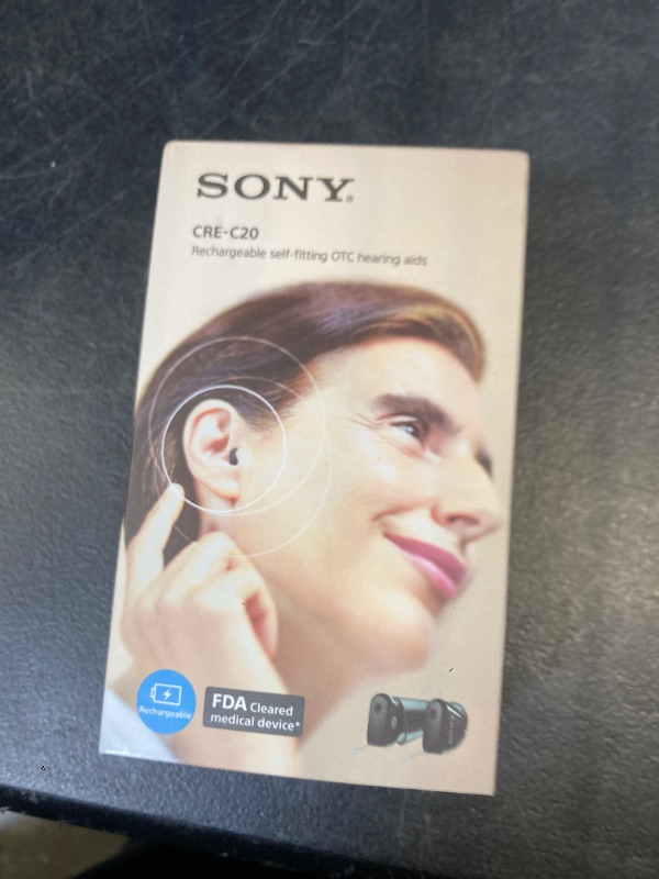 Photo 1 of Sony CRE-C20 Self-Fitting OTC Hearing Aids for Mild to Moderate Hearing Loss, Prescription-Grade Sound Quality, Compact Virtually Invisible Design, Customizable App, and Rechargeable Battery