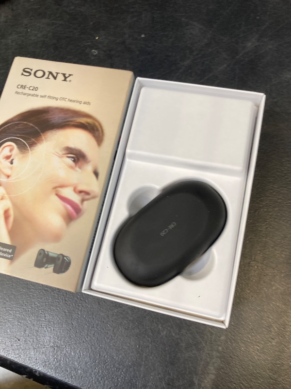 Photo 1 of Sony CRE-C20 Self-Fitting OTC Hearing Aids for Mild to Moderate Hearing Loss, Prescription-Grade Sound Quality, Compact Virtually Invisible Design, Customizable App, and Rechargeable Battery