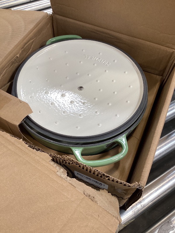 Photo 1 of EDGING CASTING Enameled Dutch Ovens Cast Iron Dutch Oven Pot with Lid for Bread Baking, Cook, Dual Handle, 7 Quart, Sage Green