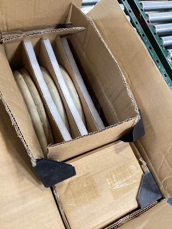 View 2 of **ONE SMALL PLATE IS BROKEN** GBHOME Ceramic Dinnerware Sets for 4, 12 Pieces Stoneware Plates and Bowls Sets, Scratch Resistant Dishes, Dishwasher & Microwave Safe, Reactive Glaze-Cappuccino