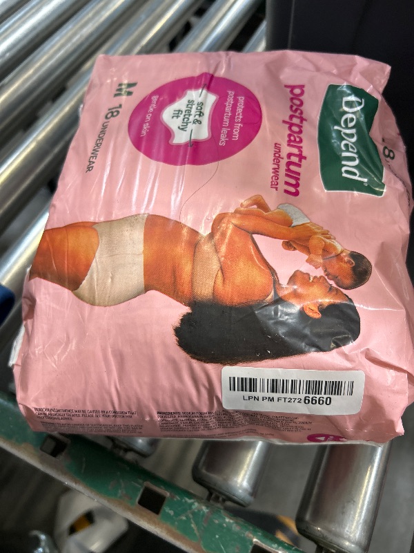 Photo 1 of Depend Postpartum Underwear for Women, Adult Incontinence Underwear, Maximum Absorbency, Medium, 18 Count
