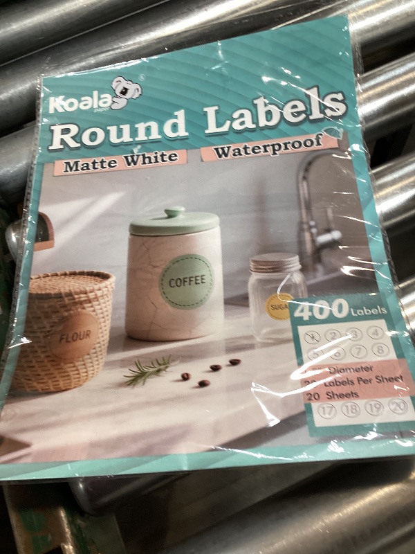 Photo 1 of Koala Round Labels 1.5 Inch, Matte Waterproof Printable Circle Stickers for Inkjet and Laser Printer, 400 Circle Labels for Brand Logo, Bottle, Jar
