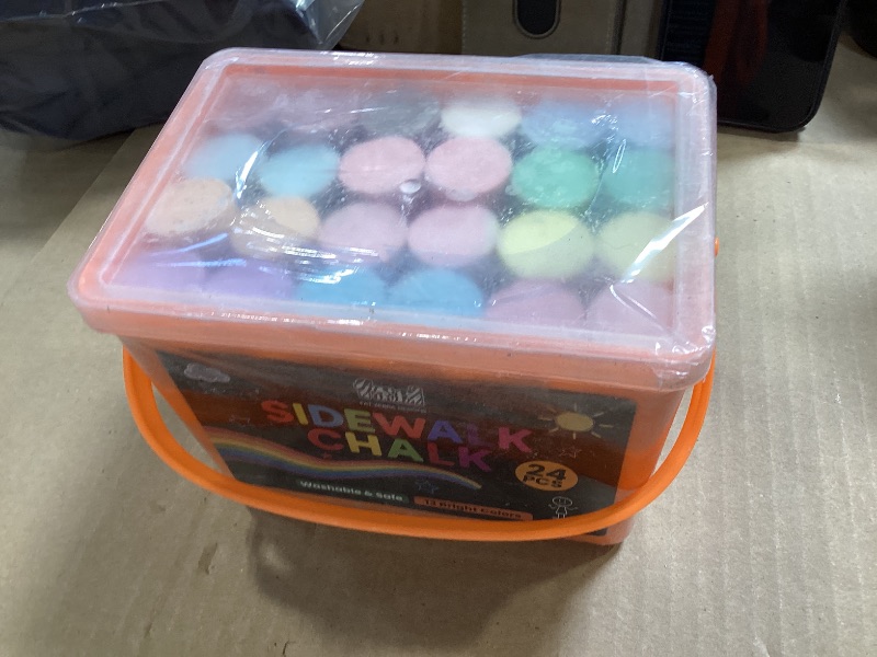 Photo 1 of 24 PCS Sidewalk Chalk for Kids - 13 Colors Bucket - Non-Toxic Washable Jumbo Chalks - Bulk Colored Set for Kids & Toddlers Outdoor Play, Chalkboard Art - Easy Carry & Mess-Free Storage