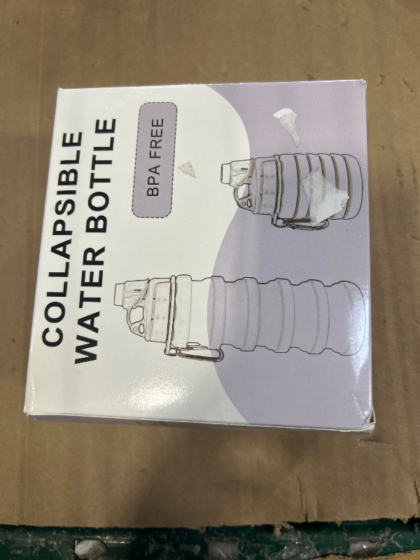 Photo 1 of YCTMALL Collapsible Water Bottles Two Pack - Travel Sports Portable Silicone Water-proof Camping Bottle with Mountaineering Buckle (500ml, Dark Blue and Grey)
