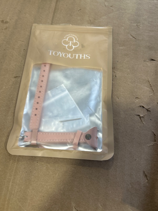 Photo 1 of TOYOUTHS Slim Strap Compatible with Fitbit Versa 2/Versa/Lite/Special Edition Bands for Women Men Thin Genuine Leather Replacement Wristbands Handmade Watch Band, Rose Pink