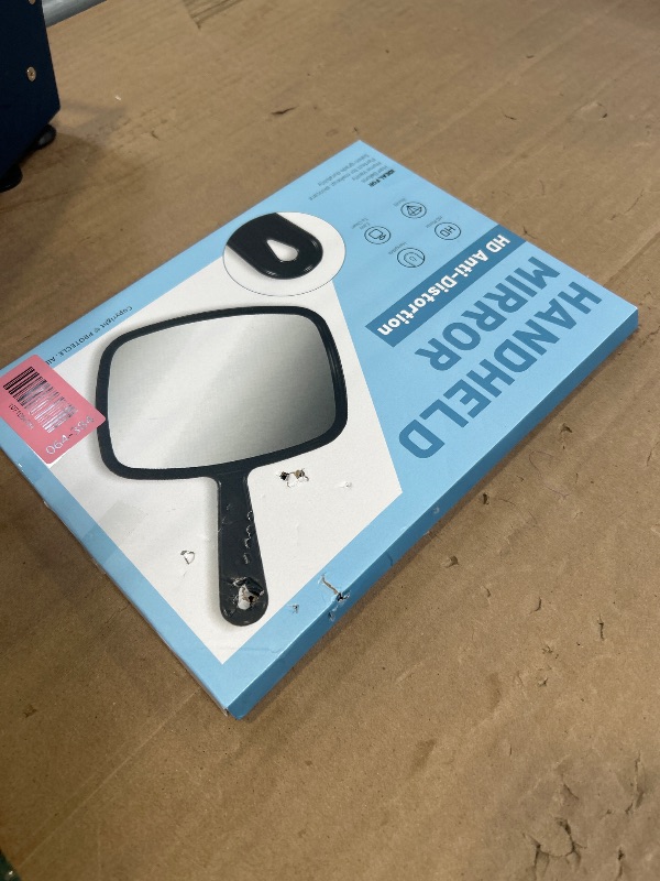 Photo 1 of PROTECLE Hand Mirror, 10.3" L x 7.4" W Salon Barber Hairdressing Handheld Mirror with Handle, Square Black