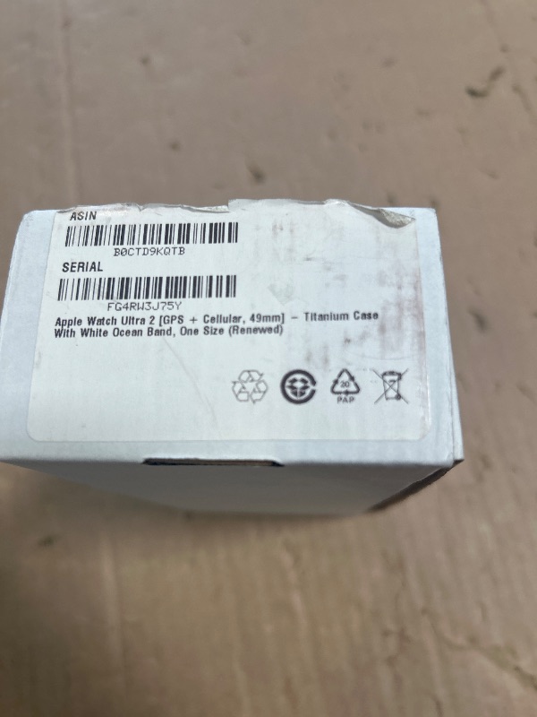 Photo 1 of Apple Watch Ultra 2 [GPS + Cellular, 49mm] - Titanium Case With White Ocean Band, One Size (Renewed)