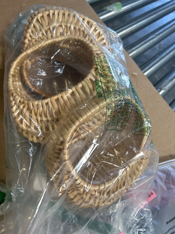 Photo 1 of Taiyin 3 Pack Rattan Flower Girl Basket Half Moon Straw Wicker Basket with Handle 6.7" x 6.5" x 4.3" Ideal for Wedding Flower Girl, Picnic, Garden Storage and Home Decor (Nature)