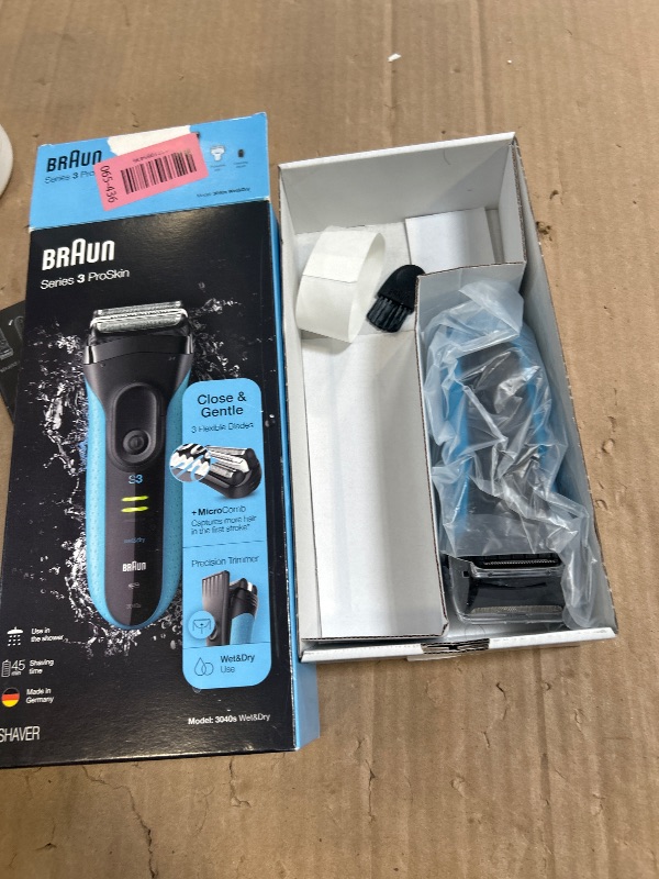 Photo 1 of Braun Electric Series 3 Razor with Precision Trimmer, Rechargeable, Wet & Dry Foil Shaver for Men, Blue/Black, 4 Piece