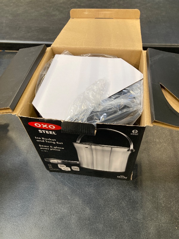 Photo 1 of OXO 3107300 Steel Ice Bucket and Tongs Set