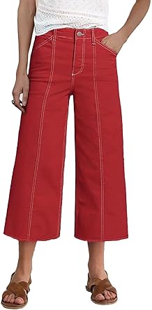 Photo 1 of Flamingals Mid Waisted Straight Wide Leg Pants for Women Cropped Business Casual Pants
mediuym