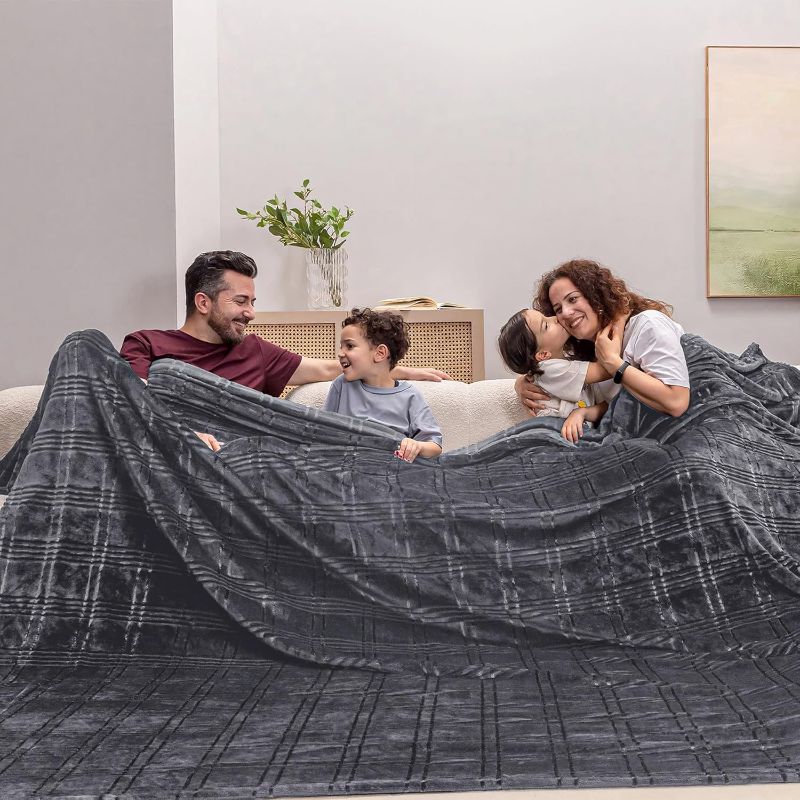 Photo 1 of COOVA Oversized King Fleece Blanket 120x120 inches, Soft Cozy Warm Giant Extra Large 10'x10' Blanket for Bed, Sofa, Couch,Travel, Camping, California Huge Big Throw Blanket, Checkered Dark Grey
