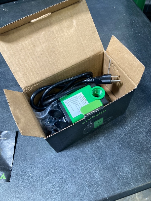 Photo 1 of VIVOSUN 800GPH Submersible Pump(3000L/H, 24W), Ultra Quiet Water Fountain Pump with 10ft. High Lift with 6.5ft. Power Cord, 3 Nozzles for Fish Tank, Pond, Aquarium, Statuary, Hydroponics Green