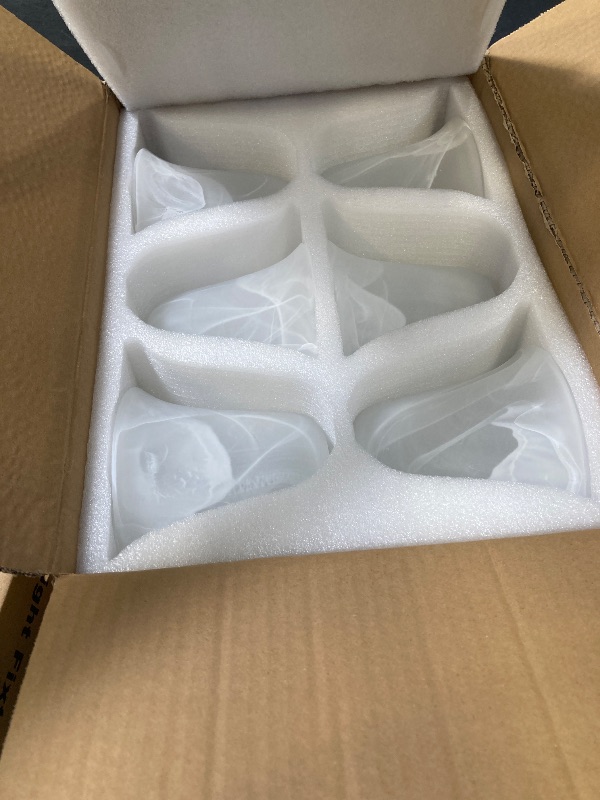 Photo 1 of Teenyyou 6 Pcs Bell Shaped Glass Lamp Shade E26 Replacement Globe Ceiling Fan Light Cover with 1-5/8'' Fitter Opening for Chandelier Wall Sconce Pendant Light Bathroom Vanity Fixture (White Alabaster)