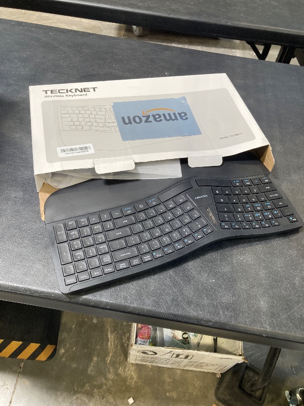 Photo 1 of TECKNET Wireless Ergonomic Keyboard Rechargeable, 2.4G+Bluetooth Ergo Cordless USB Computer Keyboard, Wrist Rest, Natural Typing, Stain-Resistant Fabric, Compatible For Windows Computer Desktop Laptop