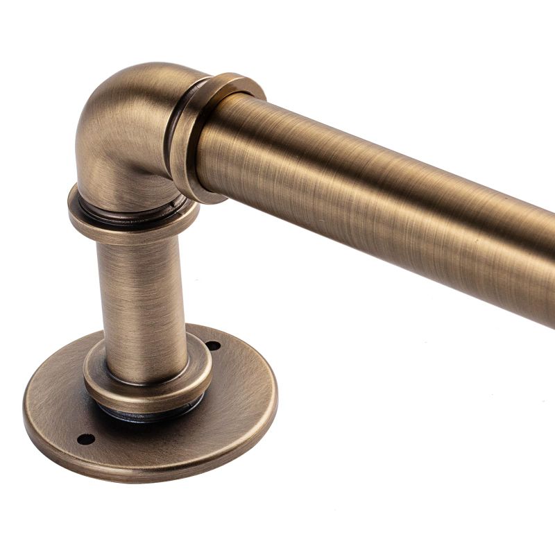 Photo 1 of Brass Industrial Pipe Curtain Rod 18 to 88 Inch,1 Inch Diameter Adjustable Wrap Around Curtain Rod,Metal Window Treatment Rods,Ideal as Your Kitchen,Bedroom,Outdoor Patio Etc