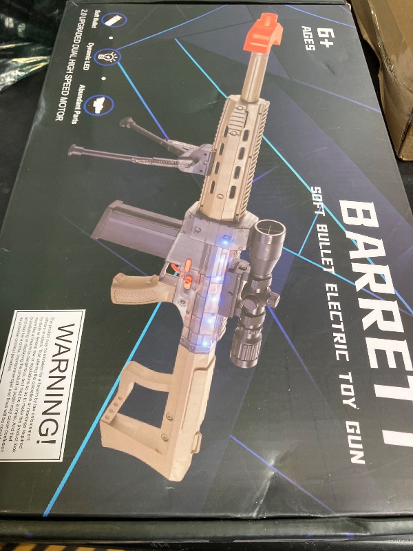 Photo 1 of Realistic Toy Gun for Nerf Guns Darts - Electric Sniper Rifle Automatic Foam Blaster with Scope 100 Soft Bullets 3 Magazine for Kid Boy Ages 6-12 Years Old, Indoor Outdoor Game for Adult Child Desert