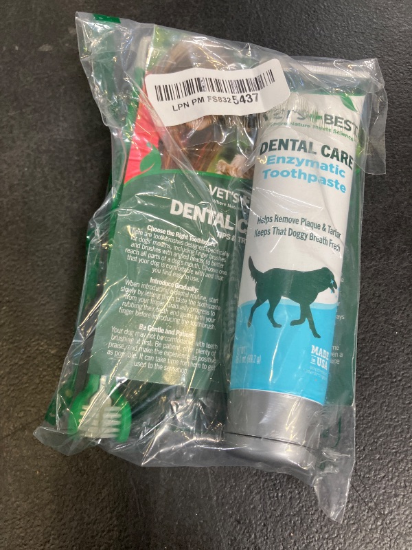 Photo 1 of Vet's Best Dog Toothpaste & Dog Toothbrush, Dental Kit, Plaque Remover for Teeth, Whitens Teeth, Freshens Canine Breath, Veterinarian Formula, Finger Toothbrush Included