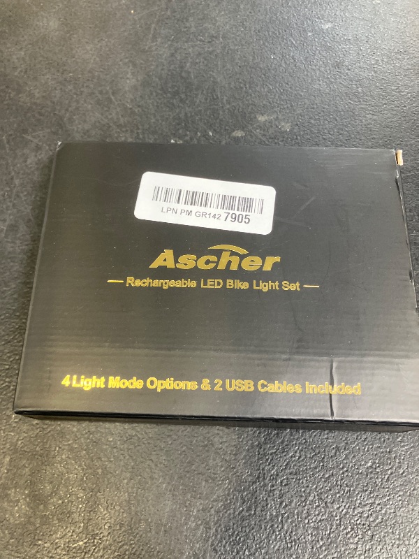 Photo 1 of Ascher Ultra Bright USB Rechargeable Bike Light Set, Powerful Bicycle Front Headlight and Back Taillight, 4 Light Modes, Easy to Install for Men Women Road Mountain Cycling Black