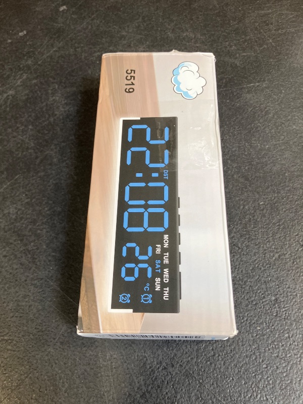 Photo 1 of 45MinST 7-Inch LED Digital Alarm Clock with Bottom Glow Light?Displays Time, Date, Day, Temperature?Dual Alarms, DST, Auto/Manual 3-Level Brightness, Battery or USB Powered Desk Clock,Blue