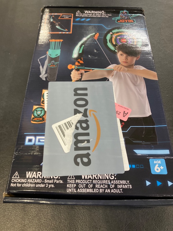 Photo 1 of JOYIN Kids Bow and Arrow Set, LED Light Up Archery Toy Set with 9 Suction Cup Arrows, Target & Arrow Case, Indoor and Outdoor Hunting Play Gift Toys for Kids, Boys & Girls Ages 6-12