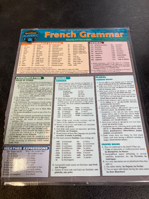 Photo 1 of French Grammar: QuickStudy Laminated Reference Guide