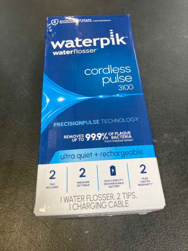 Photo 1 of Waterpik Cordless Pulse 3100 Rechargeable Portable Water Flosser for Teeth, Gums, Braces Care and Travel with 2 Flossing Tips, Waterproof for Shower Use, ADA Accepted, WF-20 White, Amazon Exclusive