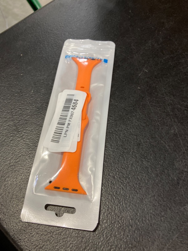 Photo 1 of Slim Thin Narrow Band Compatible with Apple Watch 38mm 40mm 41mm 42mm 44mm 45mm 46mm 49mm, Replacement Silicone Sport Strap Wristbands for iWatch Series 9/8/7/6/5/4/3/2/1 Ultra/2 SE Women Men, Orange