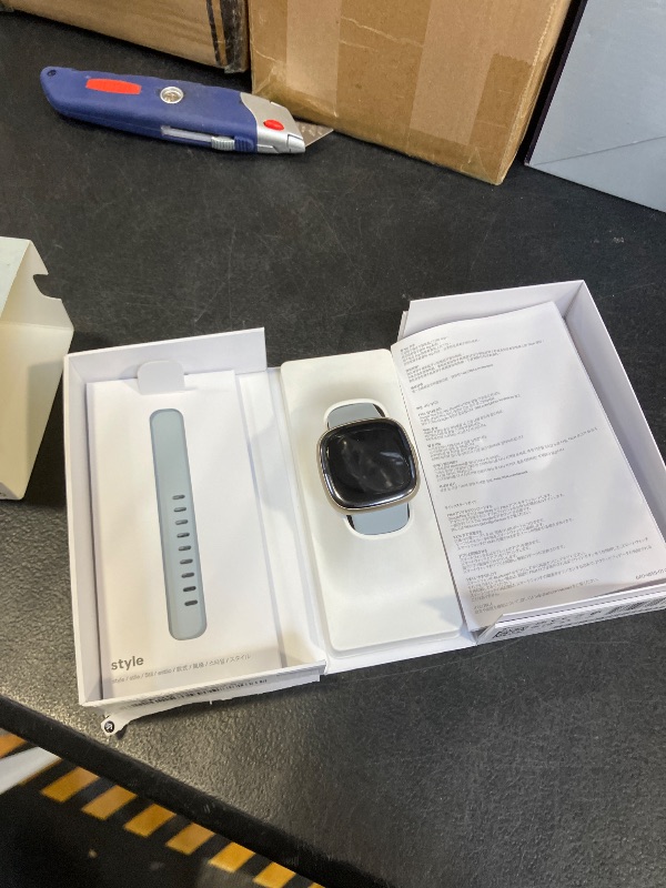 Photo 1 of Fitbit Sense 2 Advanced Health and Fitness Smartwatch with Tools to Manage Stress and Sleep, ECG App, SpO2, 24/7 Heart Rate and GPS, Blue Mist/Pale Gold, One Size (S & L Bands Included)