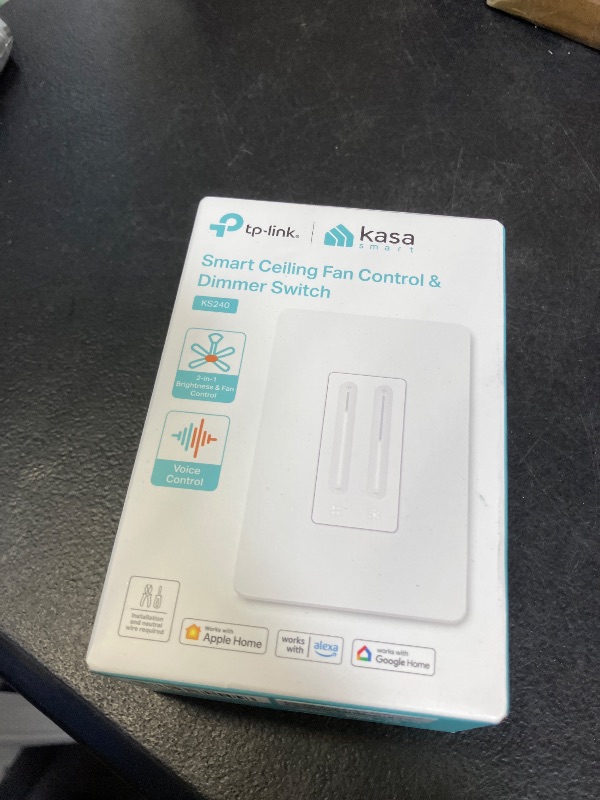 Photo 1 of Kasa Smart Ceiling Fan Control & Dimmer Switch | Adjustable 4-Speed Fan & Brightness Control | Works w/Apple HomeKit, Alexa & Google Home | 2.4G Wi-Fi Only, Single Pole, Neutral Wire Required | KS240