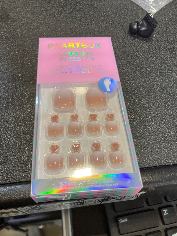 View 2 of BTArtbox Toe Nails Press On Short, Brown Ombre Press On Toenails Square for Women, Squoval Press on Toe Nails with Glue, Fake Toenails in 16 Sizes- 32 Toenails Kit, Baby Boomer Brown