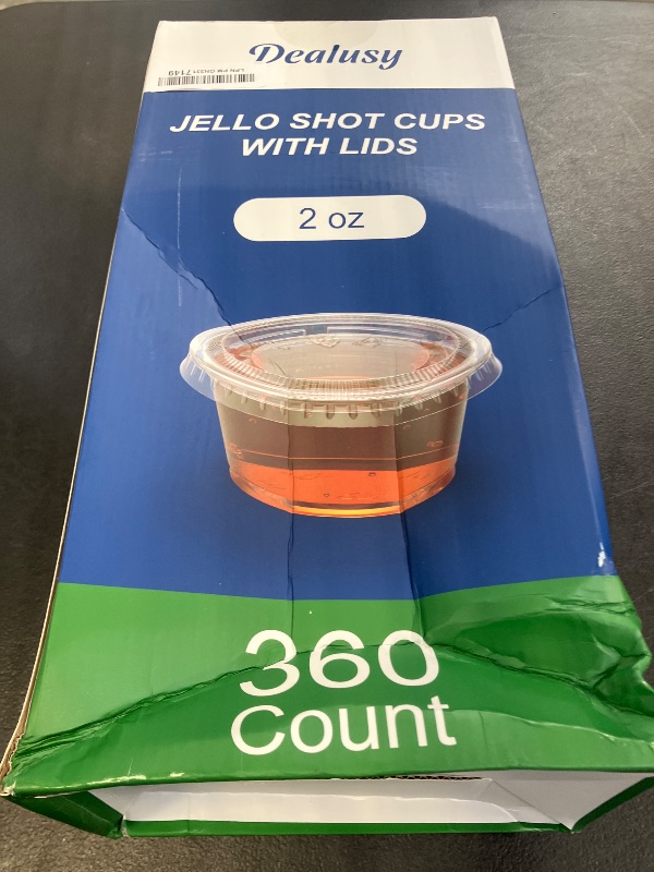 Photo 1 of Dealusy 360 Set 2 oz Jello Shot Cups with Lids, Sturdy & Food Safe Disposable Plastic Portion Condiment Dipping Sauce Cups, Small Containers for Salad Dressing