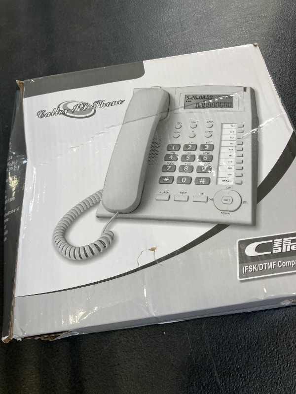 Photo 1 of Landline Phones For Home & Office, Corded Phone With Backlit Caller Id Display, Speakerphone, Speed Dial, And Mute Function, Adjustable Ringer, Speaker, Handset Volume, Telephone Landline Phones- 3 YR