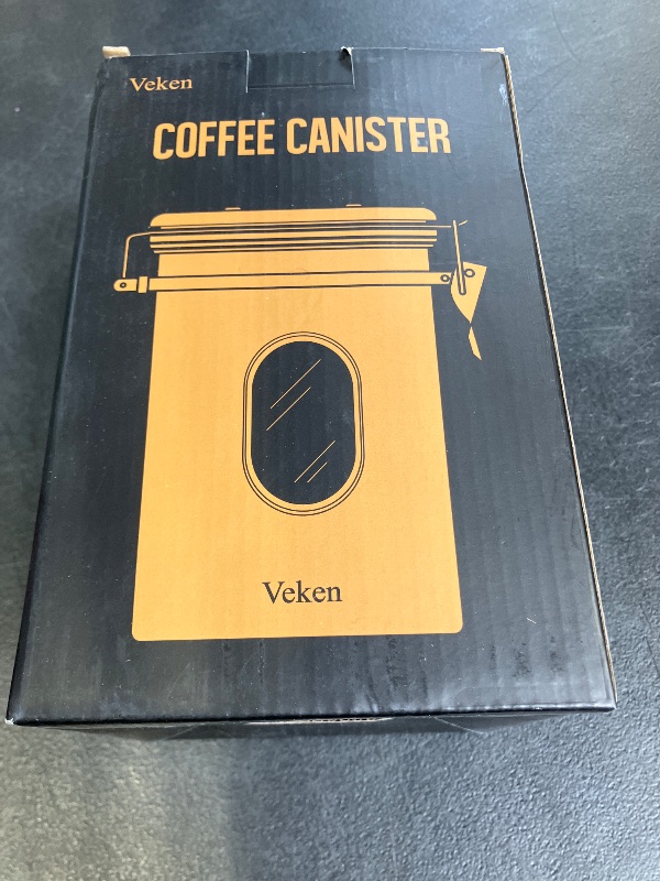 Photo 1 of Veken Coffee Canister with Window,Airtight Stainless Steel Pantry Container,Home Kitchen Food Storage Organizers for Ground,Beans,Espresso,Rice,Tea,Sugar,Cereal, Decor,Bar Accessories,Gifts,22OZ,Black