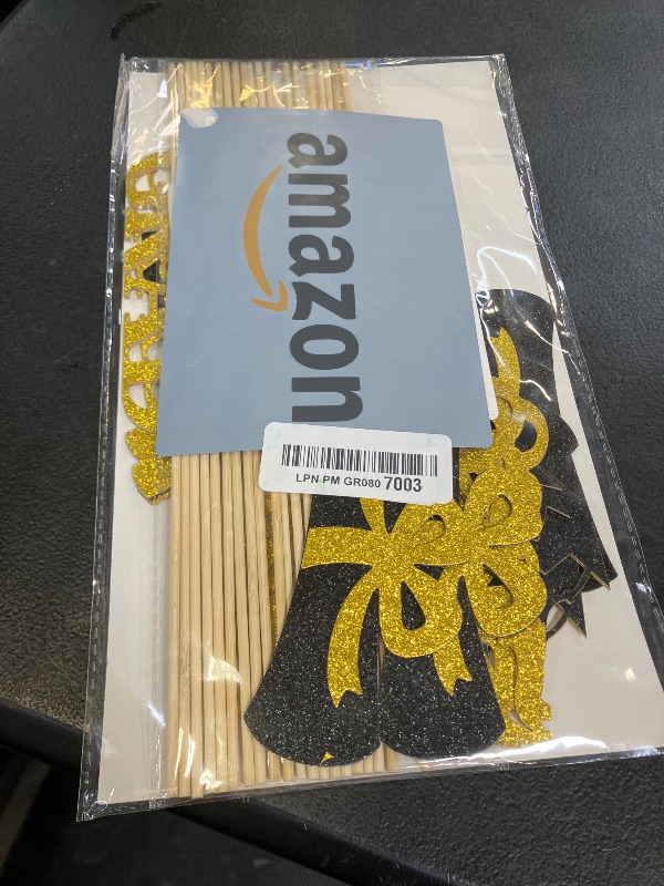 Photo 1 of 16 Pieces Glitter Diploma Cupcake Toppers 2.5 Inch Graduation Cupcake Picks Congrats Grad Double Sided Sticks Class of 2025 High School College Supplies for Boys Girls, Glitter Gold
