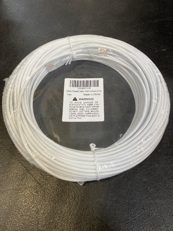 Photo 1 of Cat6a Ethernet Cable Slim 100ft Outdoor & Indoor, 28AWG Pure Copper Cat6 Internet Cable for Waterproof & Direct Burial, Flexible Cat6 Ethernet Cable 10G 550MHZ, Cat 6 Network cable for Indoor White