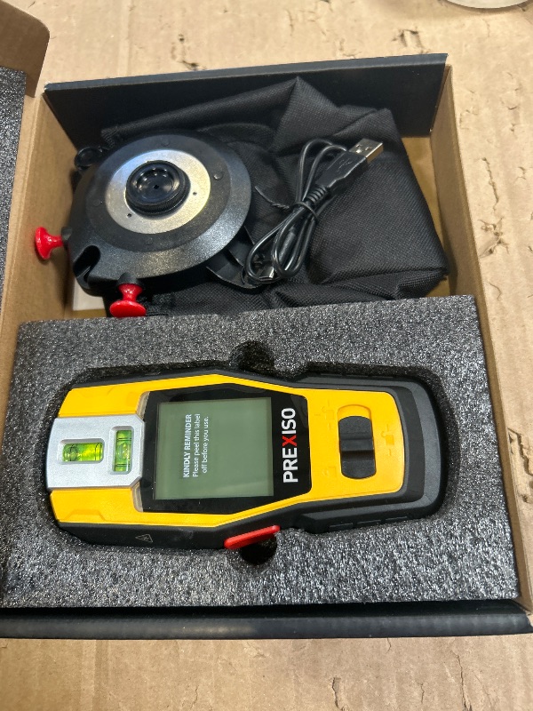 Photo 1 of PREXISO 2-in-1 Stud Finder with Laser Level, Rechargeable Multi Surface Cross Line Laser & Wall Stud Scanners Tool for Hanging Frames & Picture, Wood Ac Wire Metal Studs Joist Pipe Detection