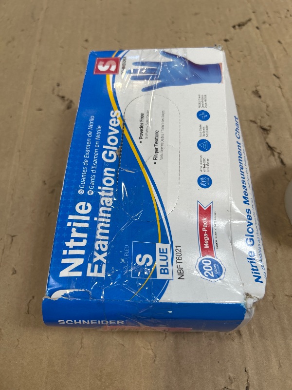 Photo 1 of Schneider Nitrile Exam Gloves - S, 200-ct Box, Medical Grade Blue Disposable Gloves Latex Free, Rubber Glove for Cleaning, Cooking, Food Prep