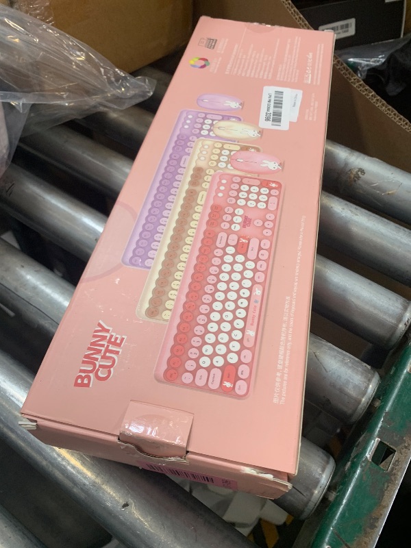 Photo 1 of iRoboosta Purple Colorful Wireless Keyboard and Mouse Combo Set, 2.4GHz Cute Typewriter Keyboard with Round Keycaps, Full Size Keyboard with Number Pad, Home and Office Silent Keyboards (Purple)