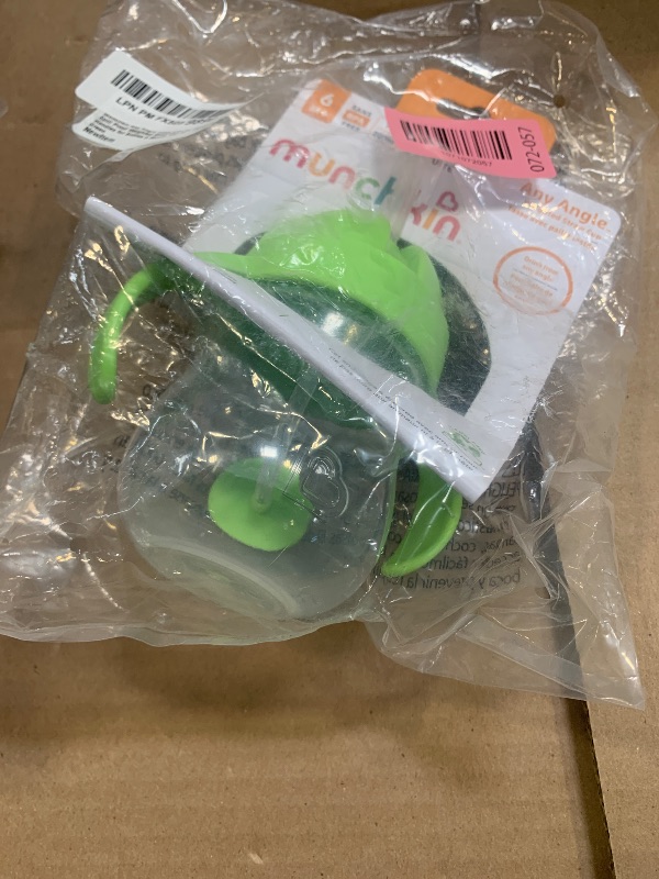 Photo 1 of Munchkin Any Angle Sippy Cup for Toddlers, Spill Proof Weighted Straw Cup with Transition Handles for Babies 6 Months and Up, 7 Ounce, Green