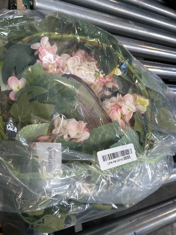 Photo 1 of Hometrance Pink Hydrangea Spring Wreath, 18 Inch Outdoor Summer Decor w/Eucalyptus & Hydrangea Leaves, Farmhouse Indoor Wreath for All Seasons