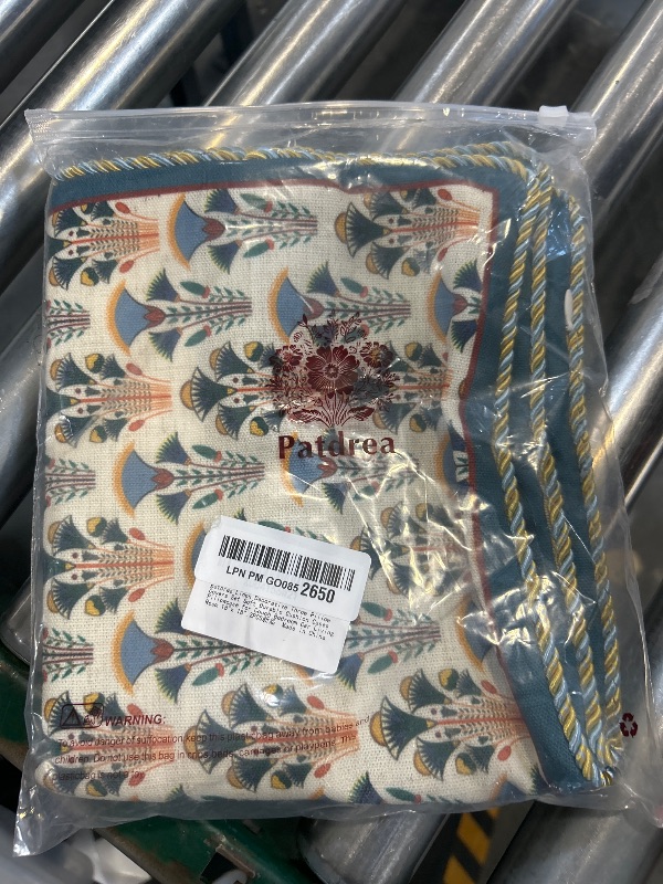 Photo 1 of patdrea Designer Rectangle Throw Pillow Covers Set of 2,Rustic Vintage Blue Linen with Floral Pattern Pillow Cover,Decorative Lumbar Pillowcases Cushion for Bed Living Room Outdoor Car,12"x20"