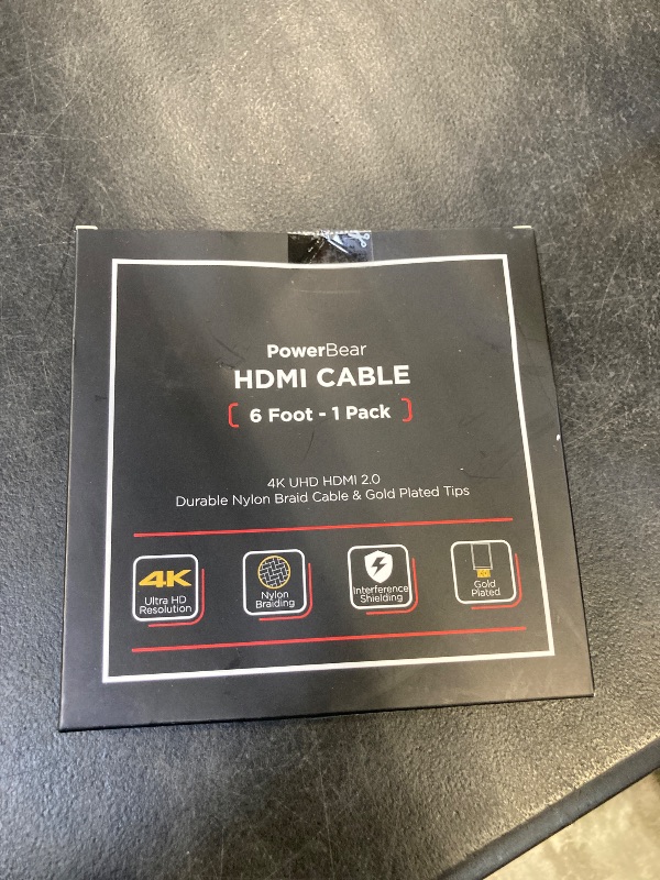 Photo 1 of PowerBear 4K HDMI Cable 6 ft | High Speed, Braided Nylon & Gold Connectors, 4K @ 60Hz, Ultra HD, 2K, 1080P, ARC & CL3 Rated | for Laptop, Monitor, PS5, PS4, Xbox One, Fire TV, Apple TV & More