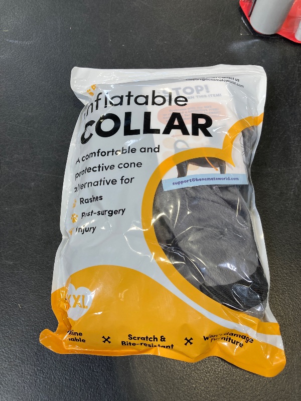 Photo 1 of BENCMATE Inflatable Dog Cone Collar Alternative, Soft Dog Cone for Small Medium Large Dogs and Cats, Neck Recovery ECollar Donut Collar After Surgery (XXLarge, Dark Grey)