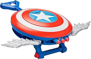 Photo 1 of Marvel Mech Strike Mechasaurs Captain America Redwing Blaster, NERF Blaster with 3 Darts, Role Play Super Hero Toys for Kids Ages 5 and Up

