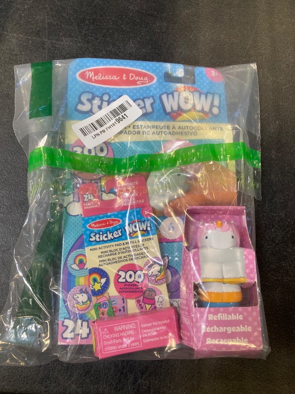 View 1 of Melissa & Doug Sticker Wow!™ 24-Page Activity Pad and Sticker Stamper, 300 Stickers, Arts and Crafts Fidget Toy Collectible Character – Unicorn Creative Play Travel Toy for Girls and Boys 3+
