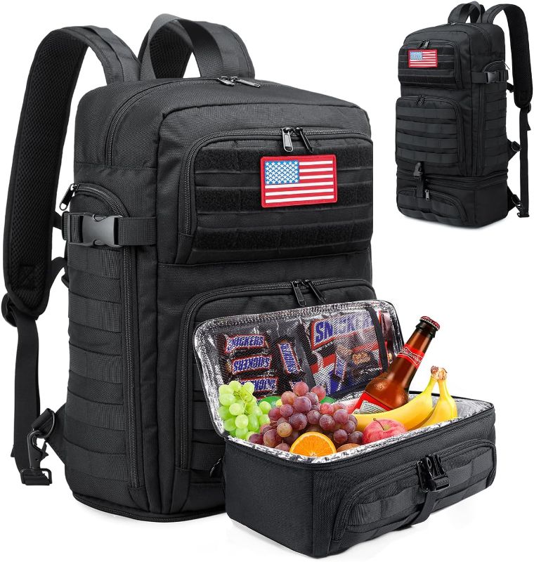 Photo 1 of BERTASCHE Lunch Backpack for Men, 15.6 Inch Laptop Backpack for Work College Travel Camping Tactical Molle Daypack, Black
